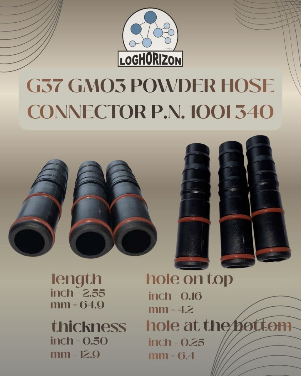 GM03 Powder Hose Connector P.N. 1001340